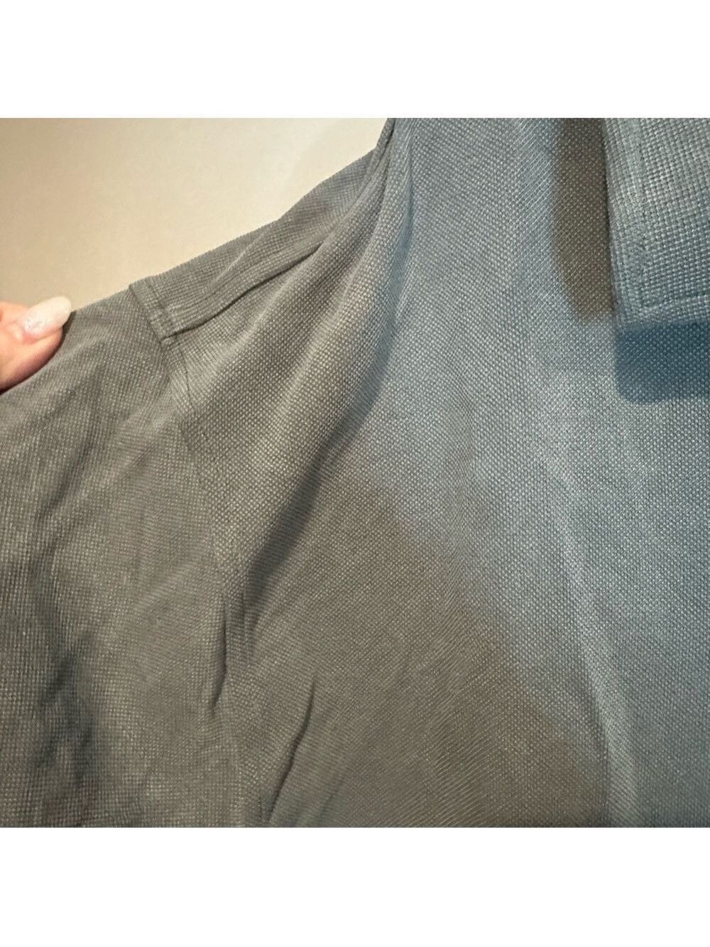 Lululemon Softstreme Pique Oversized Long Sleeve Polo Shirt Palm Deco Green L - Picture 11 of 11